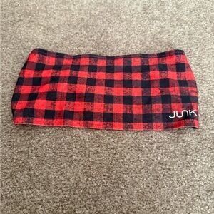 JUNK Brands Red and Black Plaid Headband